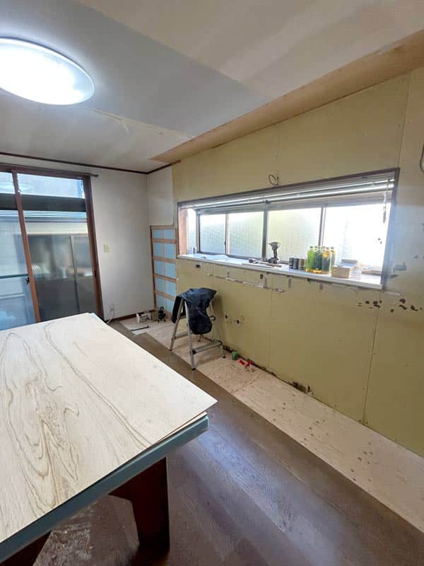 米子市I様邸キッチン施工中